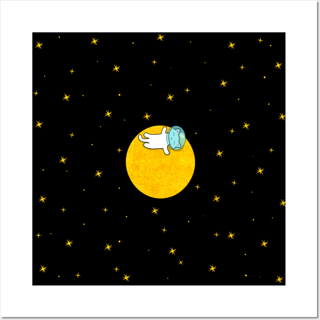 Cat and a moon, minimalist Wall Art by Purrfect